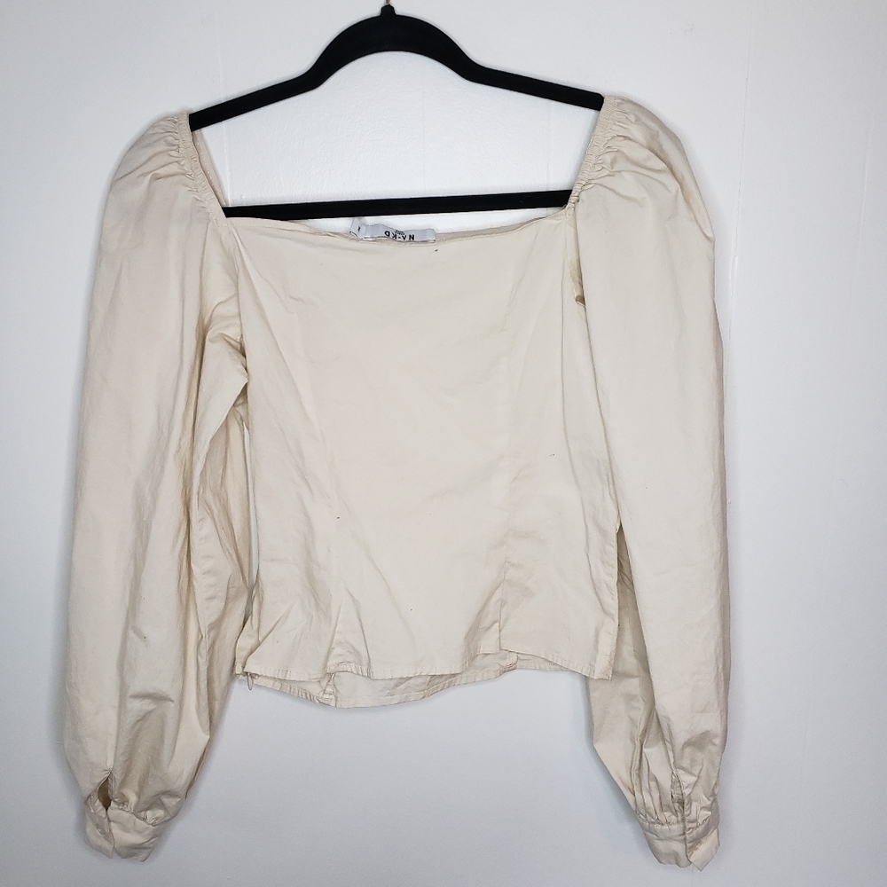 NA-KD Balloon Sleeve Crop Light Pink Blouse Size 36/Small - Picture 5 of 5